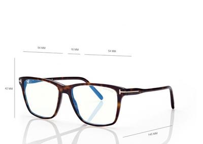 TOM FORD ACETATE DARK HAVANA BLUE BLOCK SQUARE OPTICALS